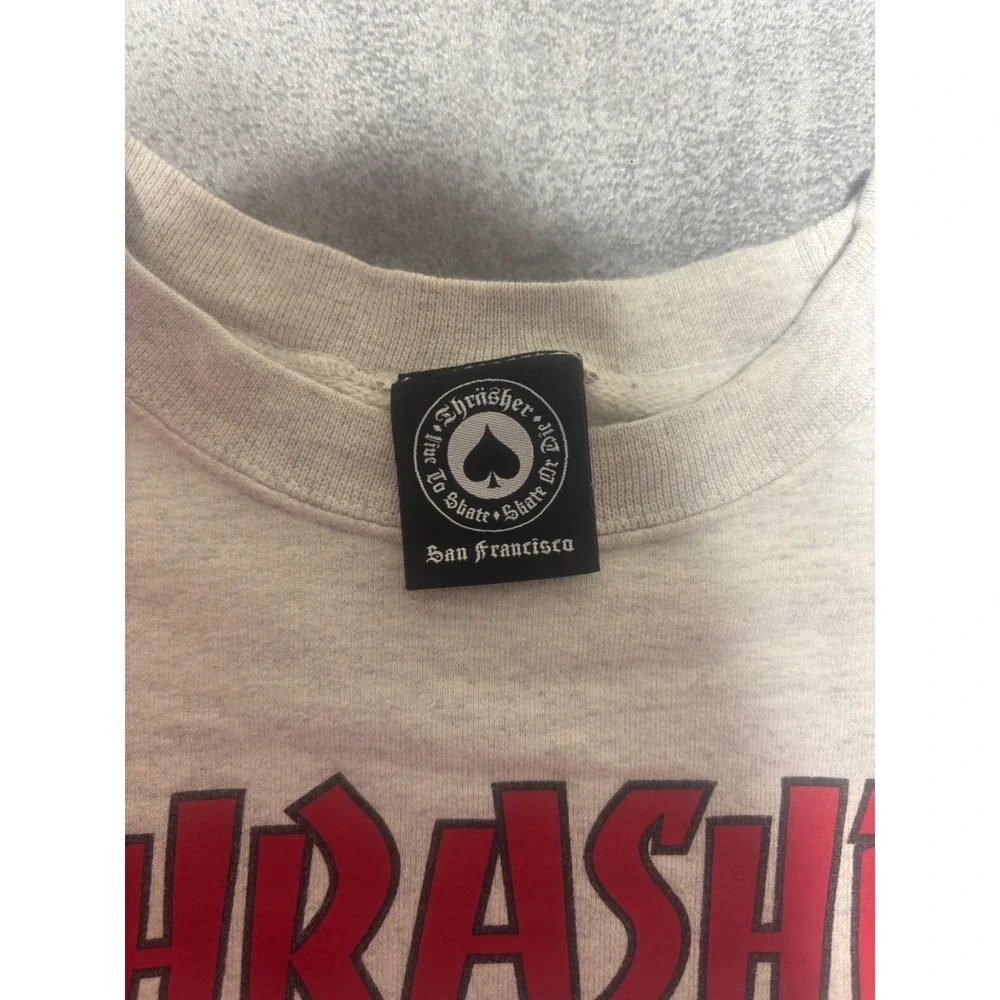 Thrasher Mens Grey Crewneck Sweatshirt No Size Inside Fits Like Small
